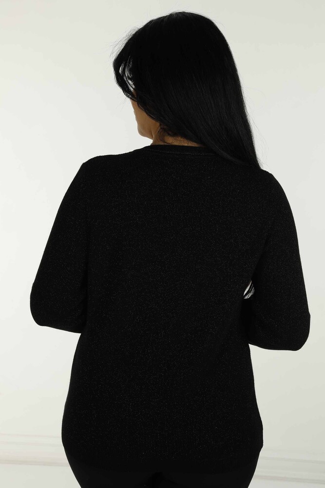 Cardigan cu tricotaj cu sclipici negru - 30039 | KAZEE - 5