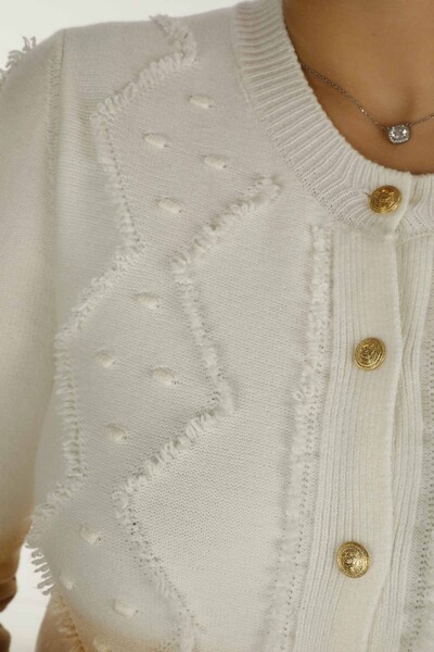 Crew Neck Buttoned Long Sleeve Knitted Cardigan Camel - 30782 | KAZEE - 5