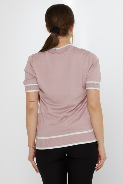 دبوس سترة محبوكة بتفاصيل بودرة بيج فاتح - 31292 | كازي (مجموعة من 4 مقاسات M-L-XL-2XL) - 5