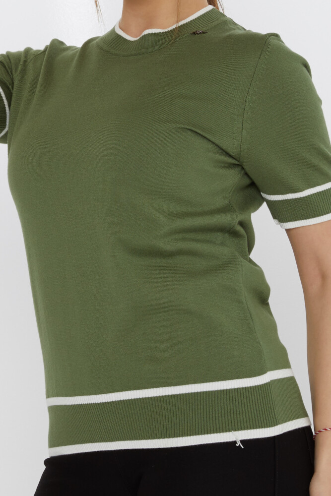 دبوس سترة محبوكة بتفاصيل كاكي-بيج - 31292 | كازي (مجموعة من 4 مقاسات M-L-XL-2XL) - 4