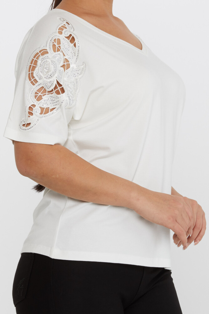 Dettaglio manica camicetta Ecru - 79092 | KAZEE (Set di 4 L-XL-2XL-3XL) - 4