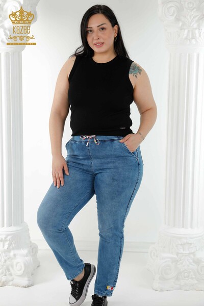 Kazee - Jeans da donna all'ingrosso con elastico in vita blu - 3679 | KAZEE