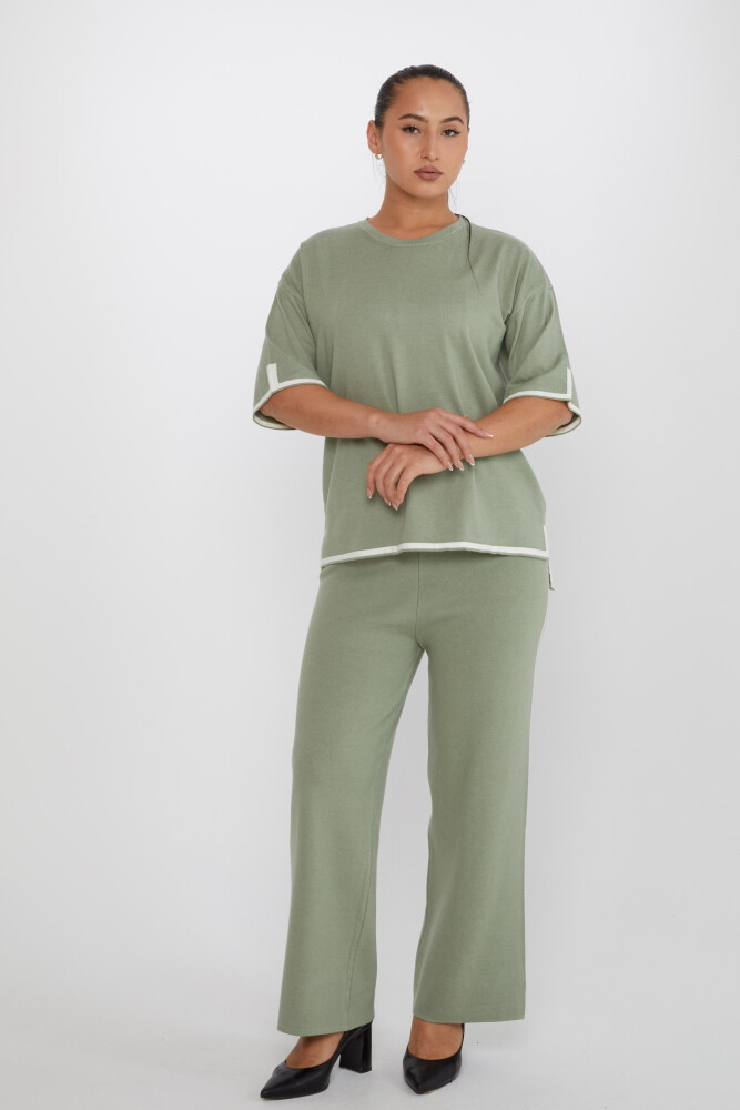 Zweiteiliges Set mit Schlitzdetail und kurzen Ärmeln, helles Khaki – 31232 | KAZEE (2er-Set M-L) - 2