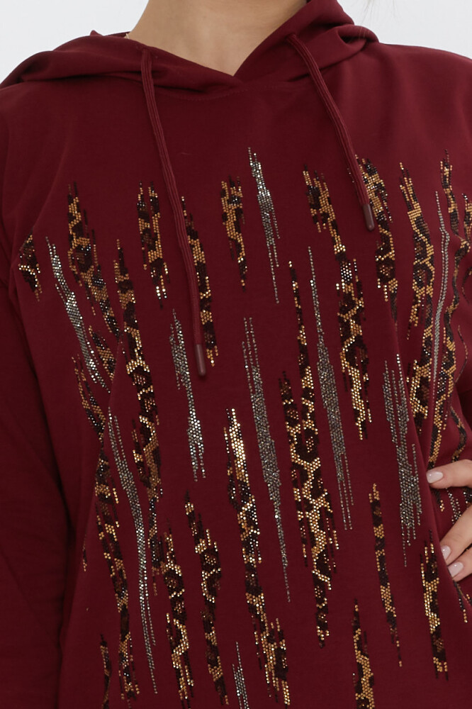 Dres Leopard Stone haftowany w kolorze claret red - 17901 | KAZEE (zestaw 3 sztuk M-L-XL) - 5