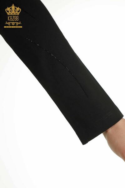 Bluză de damă cu ridicata - Fluture Model - Negru - 79381 | KAZEE - Thumbnail