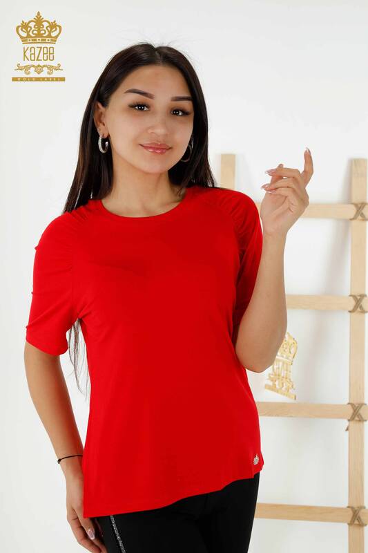 Bluză de damă cu ridicata Basic Red - 79219 | KAZEE