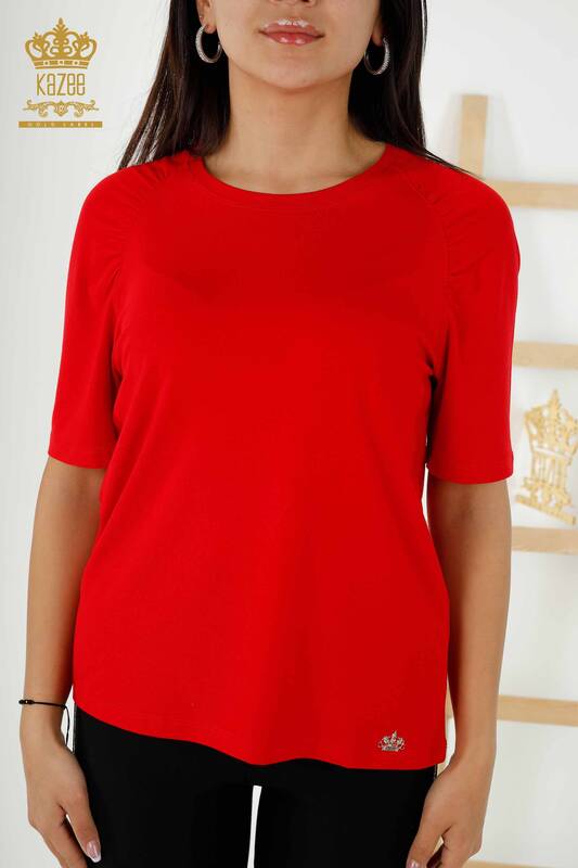 Bluză de damă cu ridicata Basic Red - 79219 | KAZEE