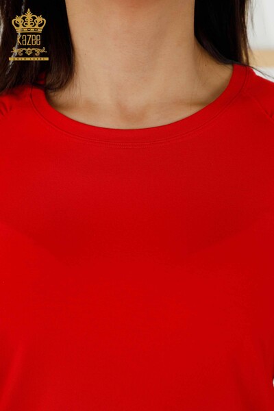 Bluză de damă cu ridicata Basic Red - 79219 | KAZEE - Thumbnail