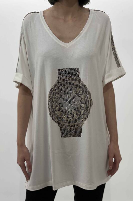 Detaliu bluză cu ceas cu imprimeu leopard pentru femei - 77747 | kazee
