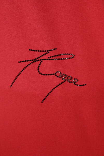 Bluză cu ridicata pentru femei, cu mâneci lungi, cu decolteu în V, brodate cu piatră - 77934 | KAZEE - Thumbnail