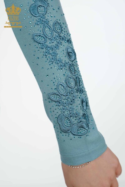 Bluză de damă cu ridicata cu model floral albastru - 79010 | KAZEE - Thumbnail