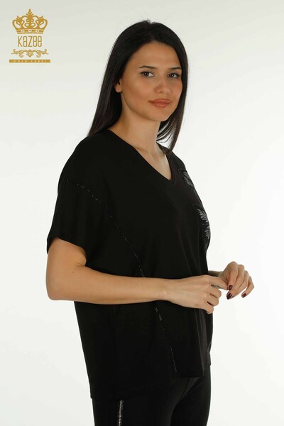 Bluză de damă cu ridicata - model fluture - negru - 79555 | KAZEE - Thumbnail