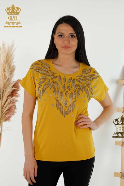 Bluză de damă cu ridicata Sofran cu model frunze - 79053 | KAZEE - Thumbnail