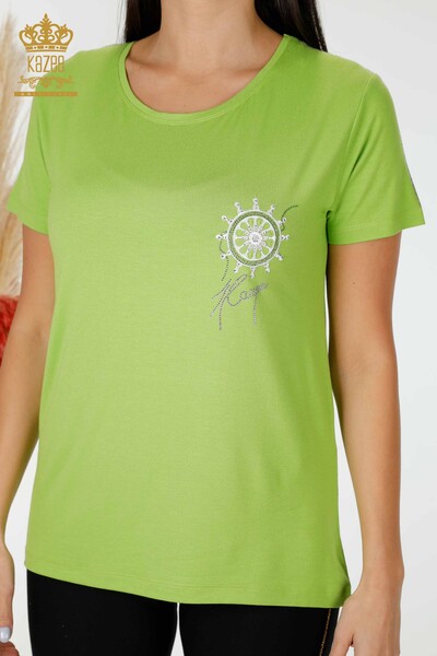 Bluză de damă cu ridicata cu model verde fistic - 78925 | KAZEE - Thumbnail