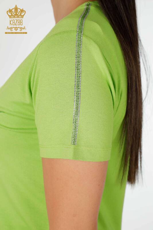 Bluză de damă cu ridicata cu model verde fistic - 78925 | KAZEE