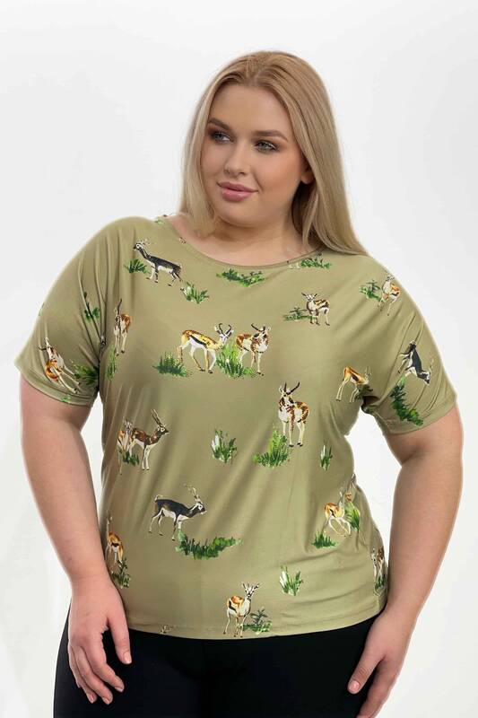 Bluză cu ridicata pentru femei cu imprimeu digital de figuri de animale - 77689 | kazee
