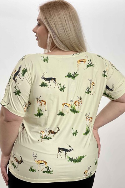 Bluză cu ridicata pentru femei cu imprimeu digital de figuri de animale - 77689 | kazee - Thumbnail