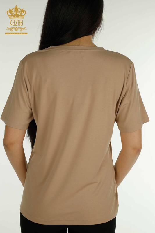 Bluză de damă cu ridicata - Floral model - bej - 79528 | KAZEE