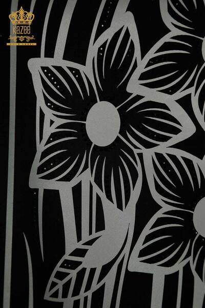 Bluză de damă cu ridicata - Floral model - negru - 79528 | KAZEE - Thumbnail