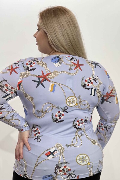 Bluză de damă cu mânecă lungă cu model digital - 77768 | KAZEE - Thumbnail
