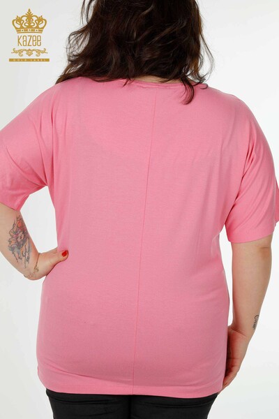 Bluză de damă cu ridicata cu modele florale roz - 79052 | KAZEE - Thumbnail