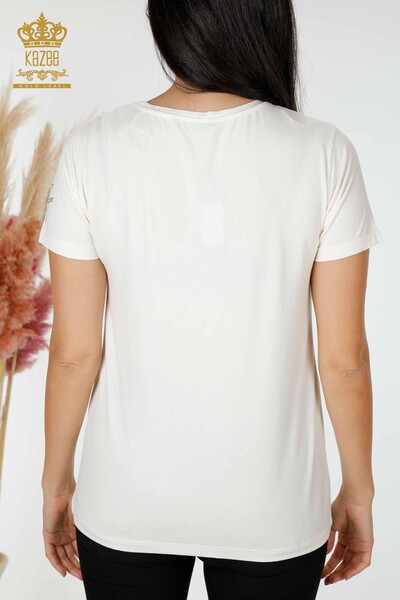 Bluză de damă cu ridicata cu model Tigru Ecru - 78928 | KAZEE - Thumbnail