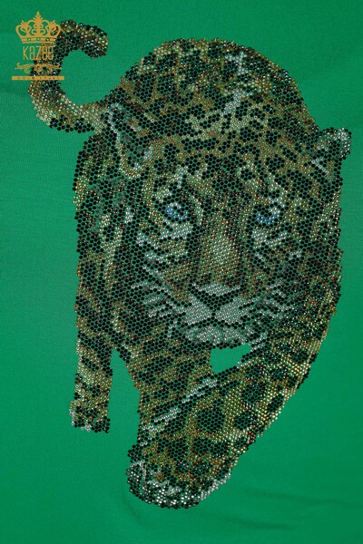 Bluză de damă cu ridicata cu model tigru verde - 79050 | KAZEE - Thumbnail