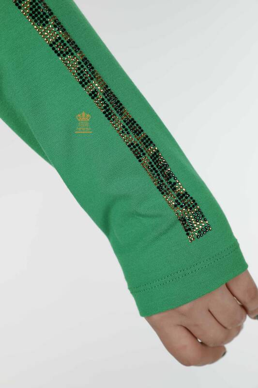Bluză de damă cu ridicata cu model tigru verde - 79050 | KAZEE