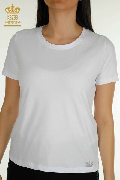 Bluză de damă cu ridicata Basic White - 79562 | KAZEE - Thumbnail
