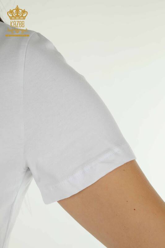 Bluză de damă cu ridicata Basic White - 79562 | KAZEE