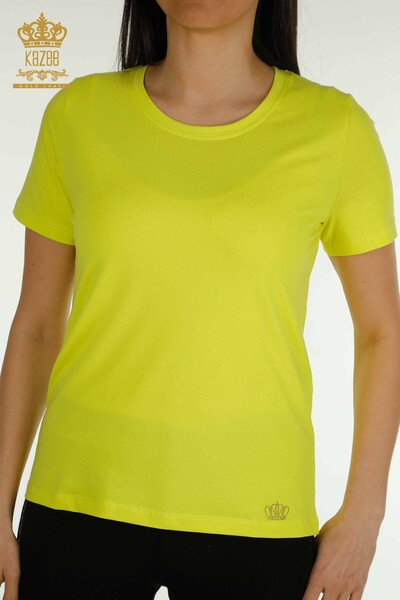 Bluză de damă cu ridicata Basic Galben - 79562 | KAZEE - Thumbnail