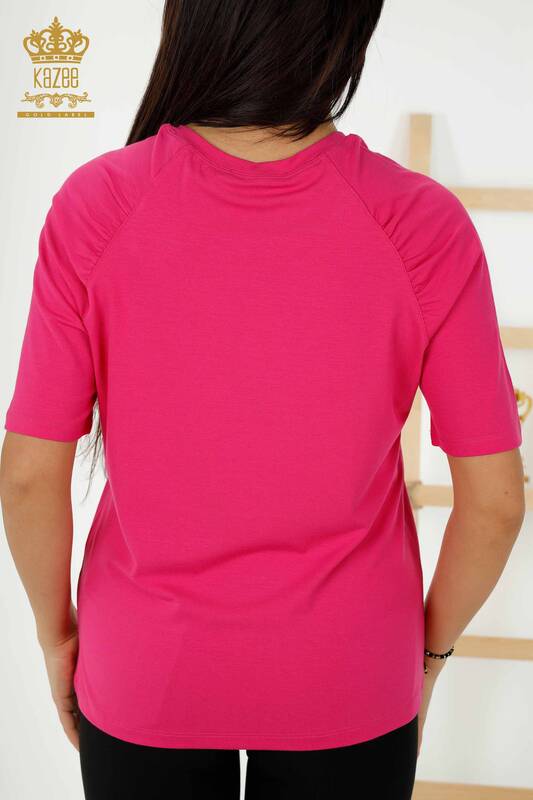 Bluză de damă cu ridicata Basic Fuchsia - 79219 | KAZEE