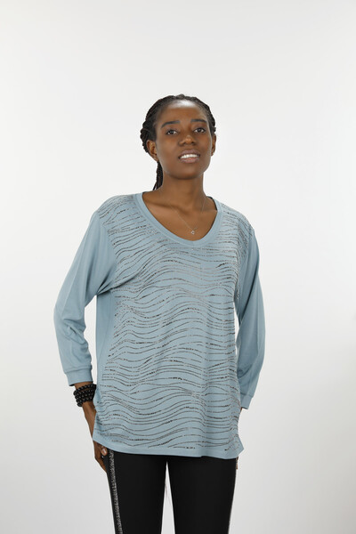 Bluza de dama brodata cu piatra de cristal cu ridicata - 77930 | kazee - Thumbnail