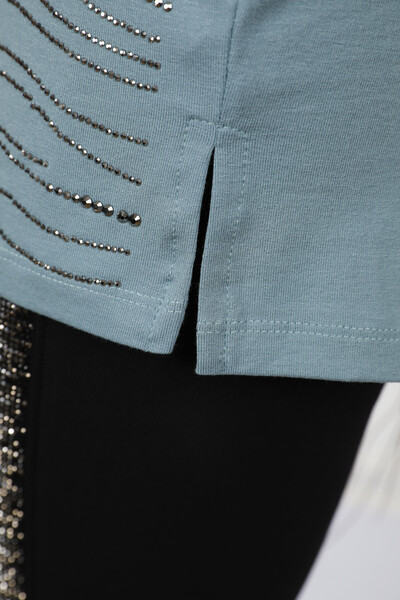 Bluza de dama brodata cu piatra de cristal cu ridicata - 77930 | kazee - Thumbnail