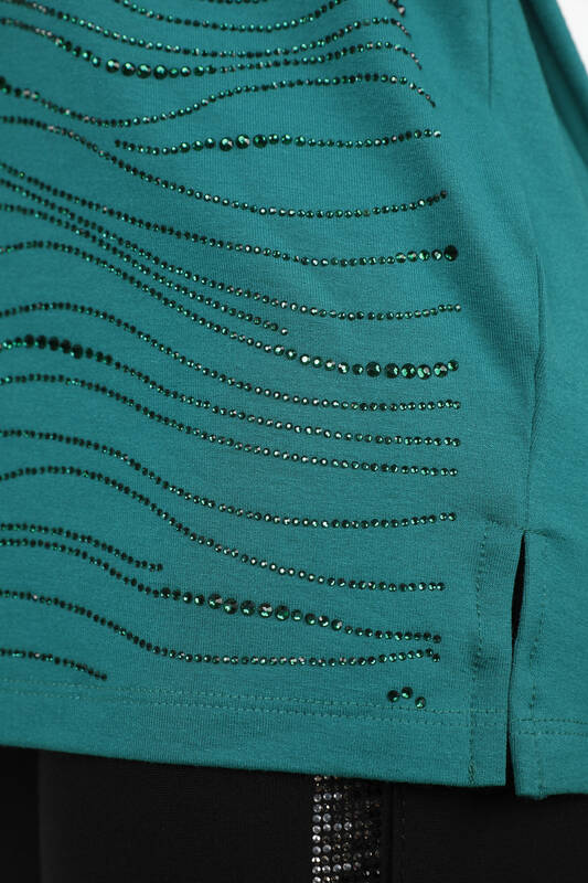 Bluza de dama brodata cu piatra de cristal cu ridicata - 77930 | kazee