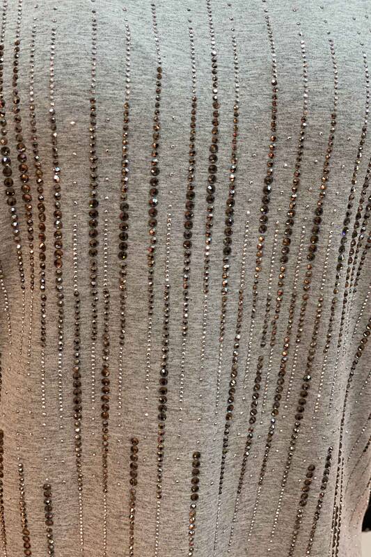 Bluza de dama cu ridicata cu piatra de cristal brodata - 77117 | Kazee