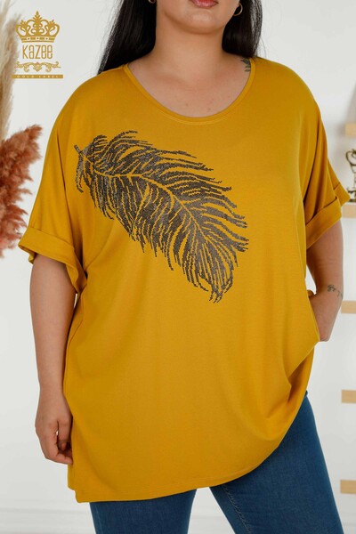 Bluză de damă cu ridicata Sofran cu model frunze - 79322 | KAZEE - Thumbnail