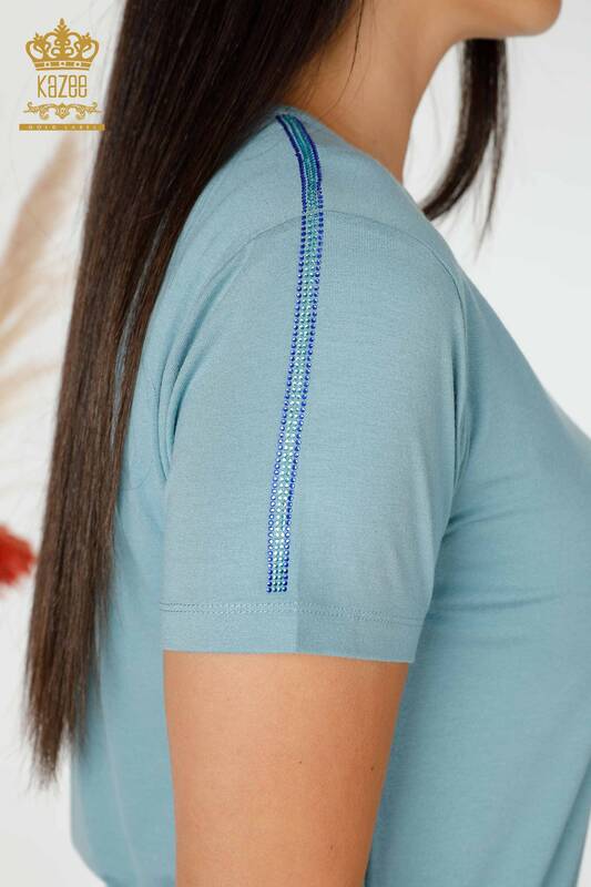 Bluză de damă cu ridicata cu model albastru - 78925 | KAZEE
