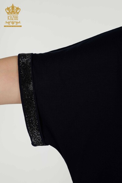 Bluză de damă en-gros cu model bleumarin - 79325 | KAZEE - 5