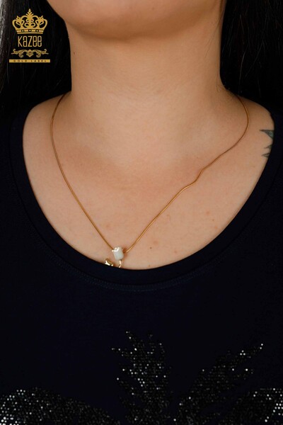 Bluză de damă en-gros cu model bleumarin - 79325 | KAZEE - 7