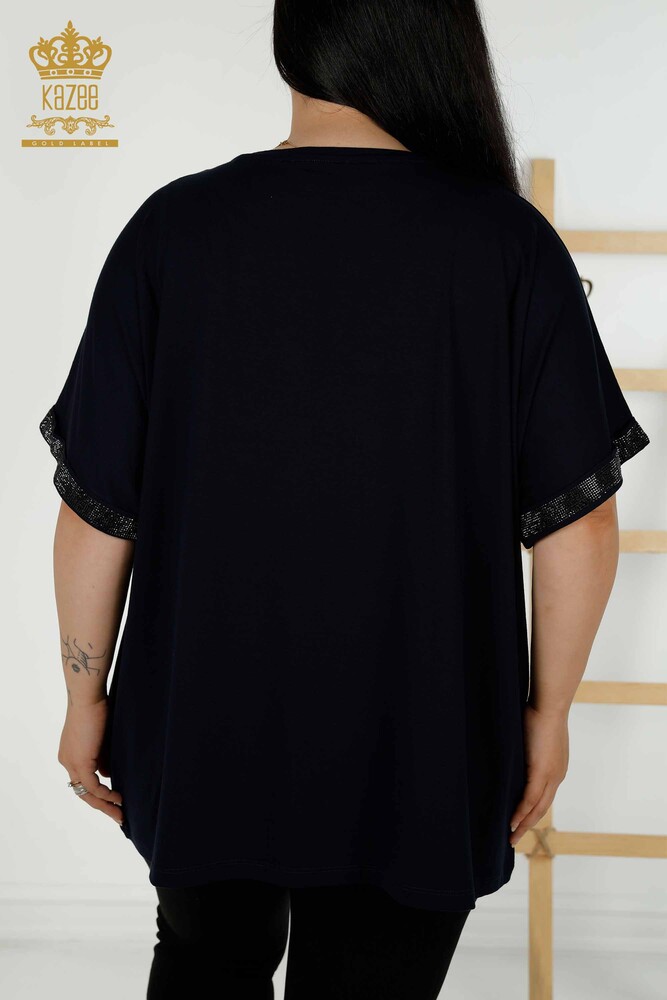 Bluză de damă en-gros cu model bleumarin - 79325 | KAZEE - 8