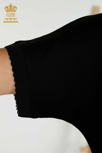 Bluză de damă cu ridicata cu modele florale neagră - 79306 | KAZEE - Thumbnail