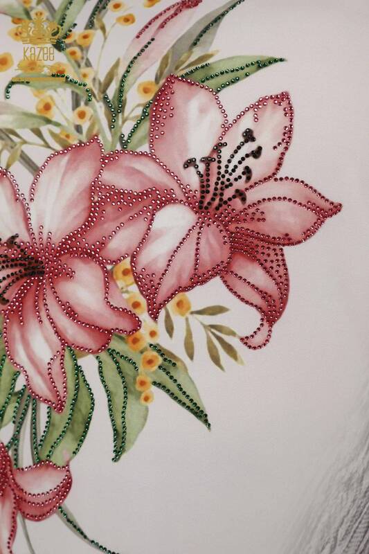 Bluză de damă cu ridicata cu modele florale Liliac - 77769 | KAZEE
