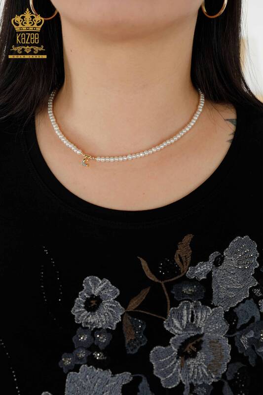 Bluză de damă cu ridicata cu model floral negru - 79045 | KAZEE