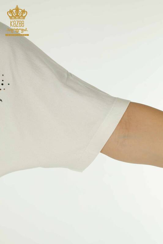 Bluză de damă cu ridicata cu model fluture Ecru - 79364 | KAZEE
