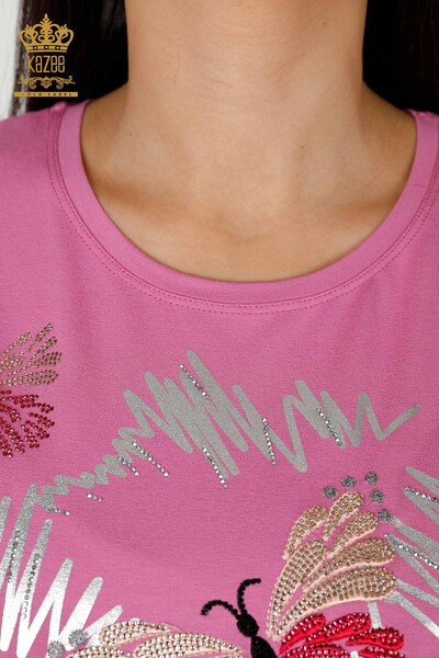 Bluză de damă cu ridicata cu model Liliac - 78926 | KAZEE - Thumbnail