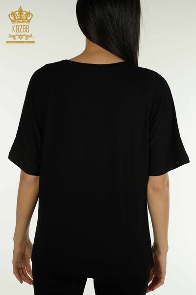 Bluză de damă cu ridicata cu model fluture negru - 79364 | KAZEE - Thumbnail