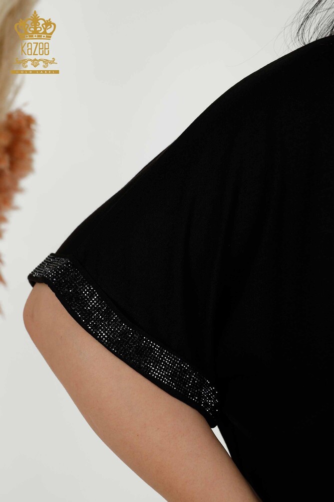 Bluză de damă cu model negru cu ridicata - 79325 | KAZEE - 5