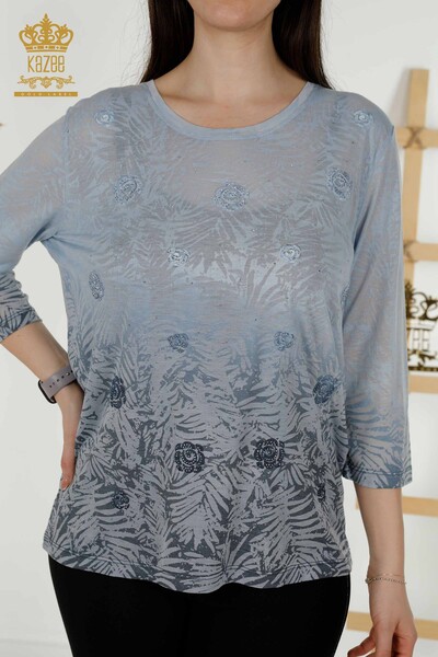 Bluză de damă cu ridicata cu model Rose Indigo - 79131 | KAZEE - Thumbnail