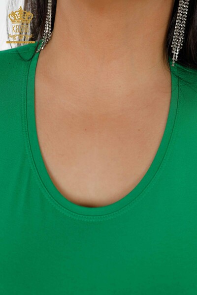 Bluză de damă cu model verde cu ridicata - 78997 | KAZEE - Thumbnail